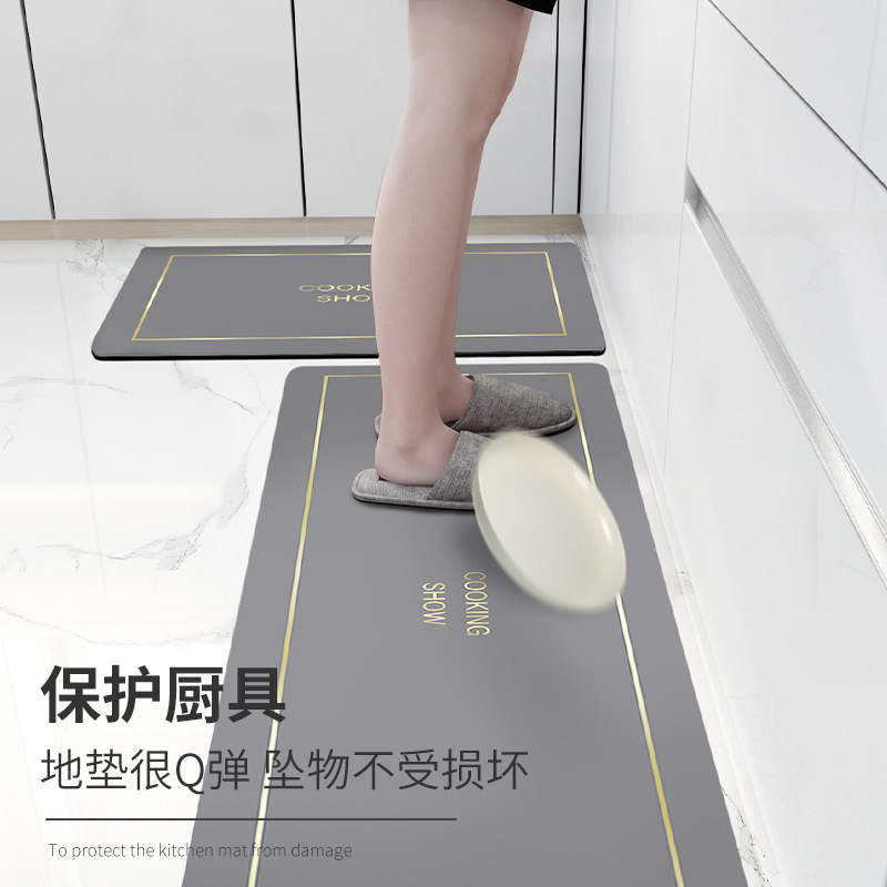 Soft Diatom Ooze Kitchen Floor Mat Oil-Absorbing Cleaning-Free Household Stain-Resistant Absorbent Wear-Resistant Cushion Washable Strip Mat