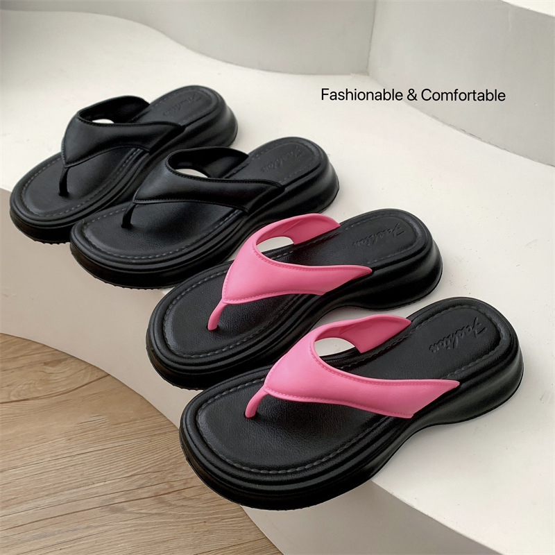 eva厚底夹趾沙滩人字拖鞋女夏季2024新款时尚菱格夹脚凉拖外穿