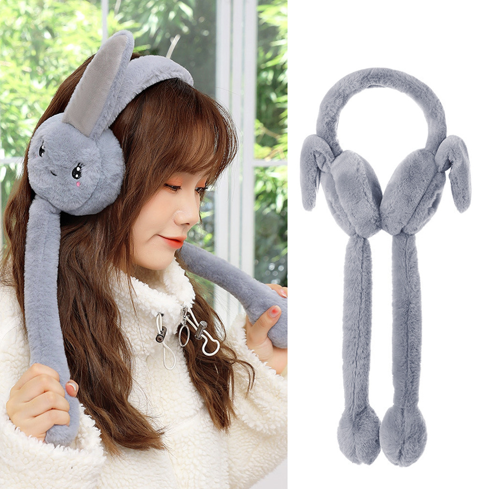 Winter New Cartoon Female Earmuffs Cute Moving Airbag Rabbit Student Ear Warmer Cold-Proof Warm Earmuff Wholesale