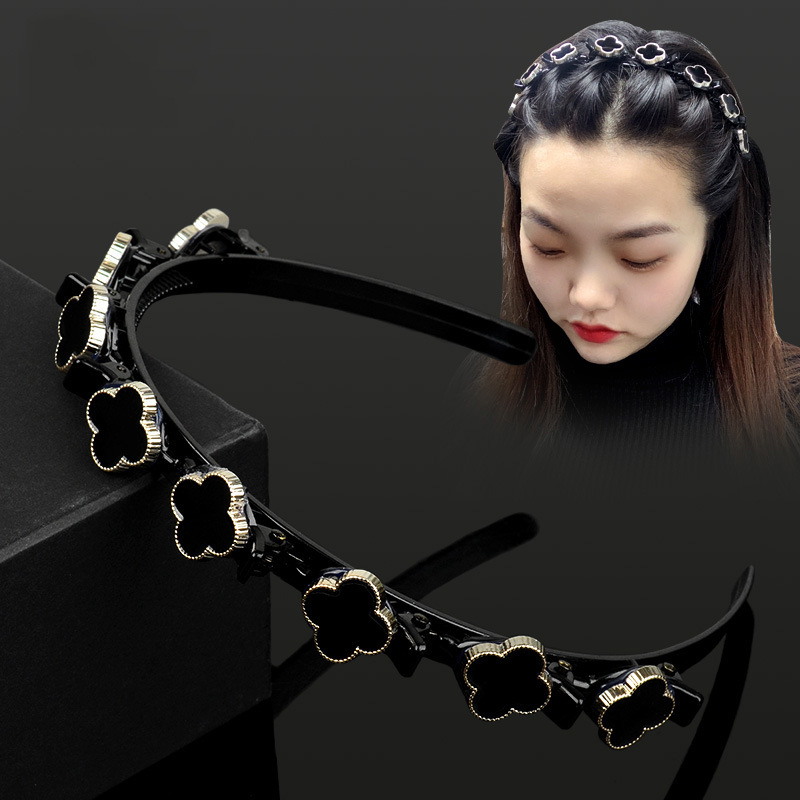 四叶草发箍编发碎发神器懒人多层镂空刘海发卡韩国甜美网红头箍