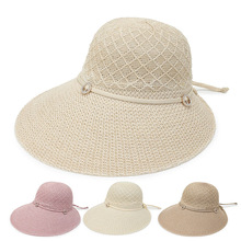 春夏季帽子女纯色大沿防晒女帽沙滩帽子遮阳凉帽休闲帽子纯色草帽