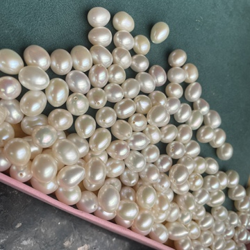 无暇9-10mm米形白色淡水珍珠裸珠 高品质颗粒天然水滴