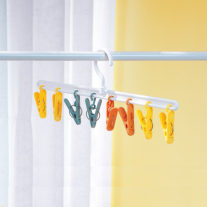 L108 Household Multi-Functional Hanger Drying Clip Windproof Hanger Socks 12 Clips Underwear Clip 8 Clips Travel Portable Stand