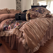 2Y法式复古四件套100支长绒棉油画风被套泡泡褶皱花边床裙裸睡