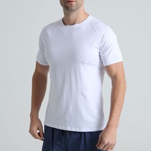 跨境夏季运动健身短袖男士圆领透气潮流纯色休闲锻炼黑色T恤棉