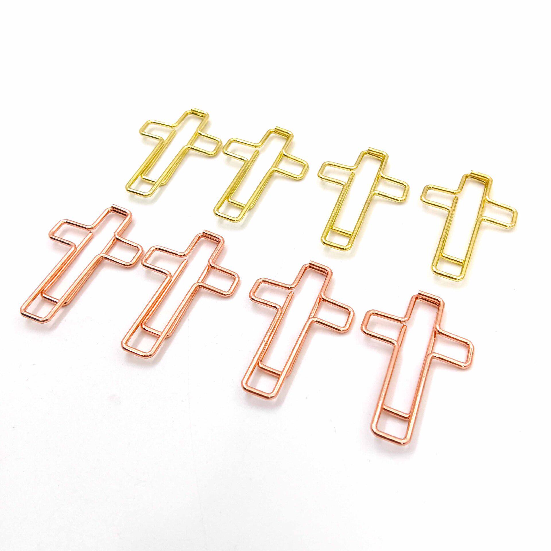 厂家批发十字架回形针创意金色曲别针异形回纹针可爱回旋针