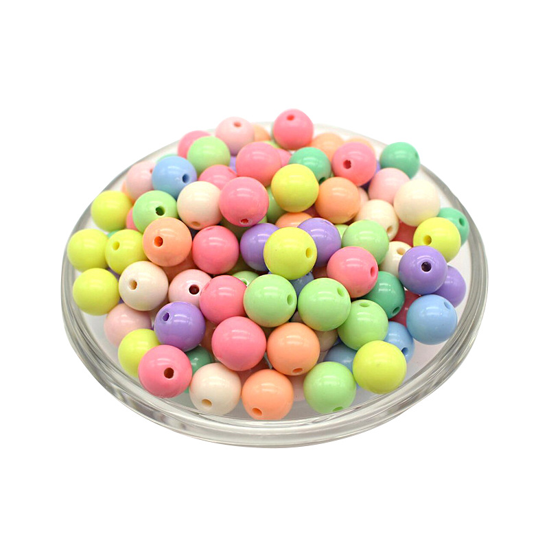 Plastic round Beads Acrylic Beads Straight Hole Solid Color Beads Macaron Color DIY Handmade Beaded Candy Color Scattered Beads