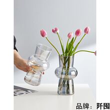 北欧ins风灯笼创意玻璃花瓶摆件透明轻奢水养鲜花植物客厅插花瓶