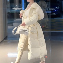 冬季韩系穿搭加厚棉衣高级感超好看千金风白色长款羽绒棉服外套女