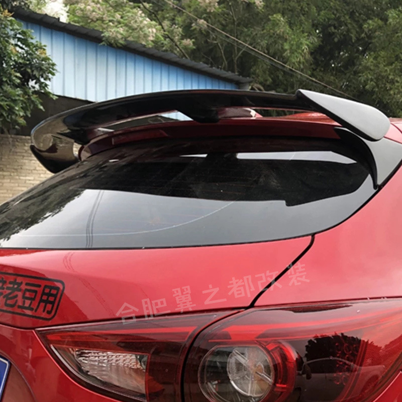 适用14-19款马自达3昂克赛拉两厢axela改装件碳纤维尾翼ae款顶翼
