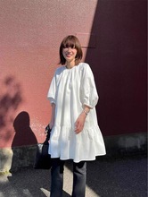 夏季中裙棉包臀显瘦V领宽松腰纯色气质通勤套头白色连衣裙