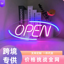 led跨境霓虹灯发光字母open门店招牌 广告牌标志性装饰灯雕刻灯牌