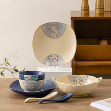 日式餐具一人食碗碟套装精致高颜值仪式感二人碗可爱一筷一碗一勺