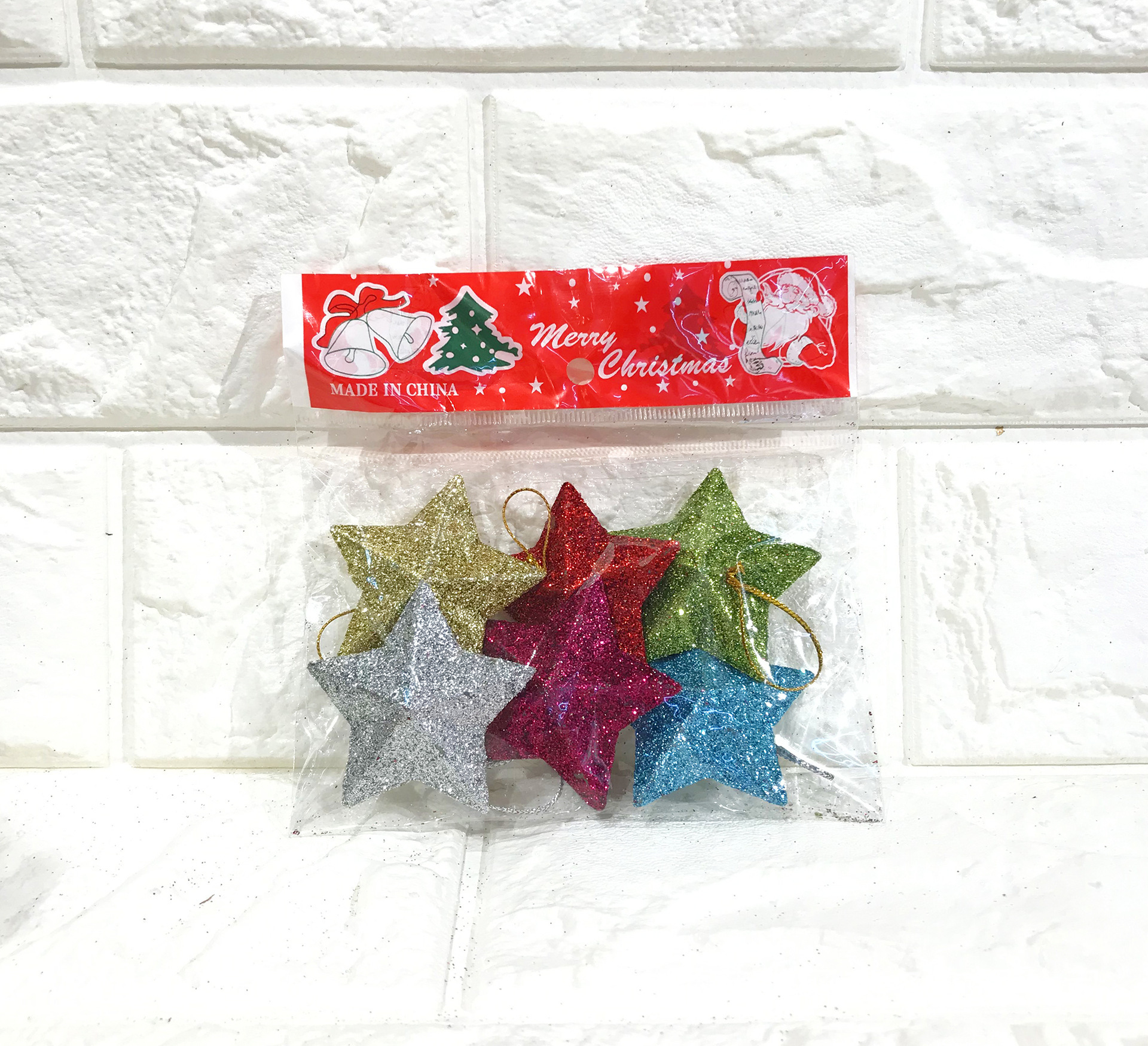 Christmas Decorations Gold Powder Five-Pointed Star Dusting Powder Blow Molding Five-Pointed Star Six-Color Optional Plastic Five-Pointed Star