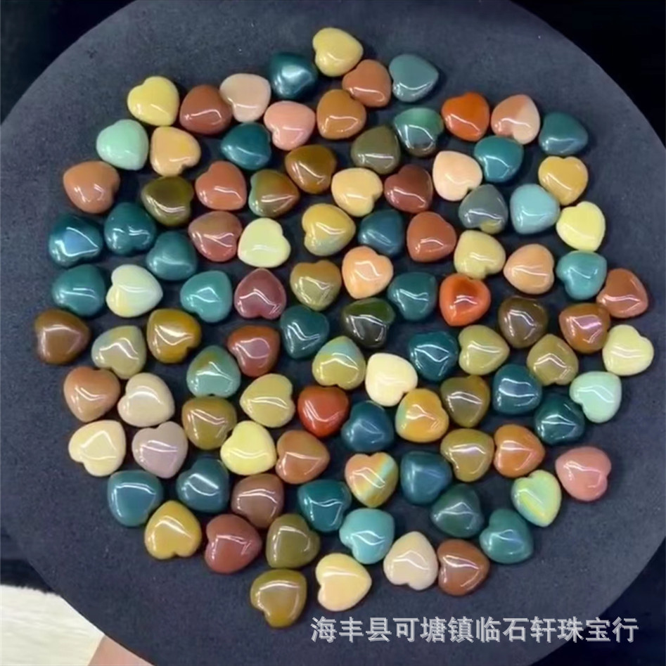 天然呼伦贝尔阿拉善彩玉心形吊坠满肉瓷实百搭阿拉善diy饰品配件