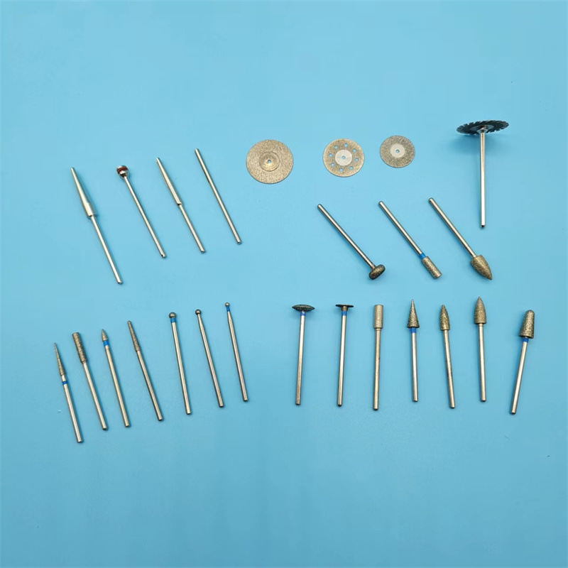 牙科低速金刚砂磨头打磨抛光头砂片夹时针沙布夹直机车针口腔材料