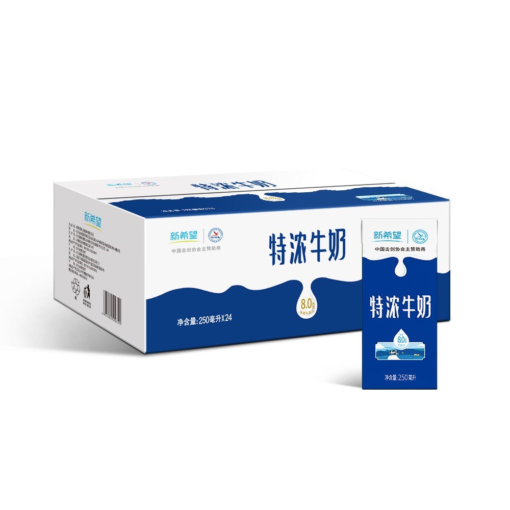 新希望华西特浓牛奶250ml*24盒早餐奶奶香浓郁 整箱装24盒.