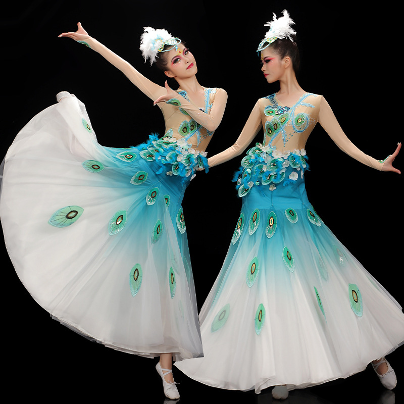 傣族舞舞蹈裙服装演出服女新款云南西双版纳独舞艺考服饰套装成人