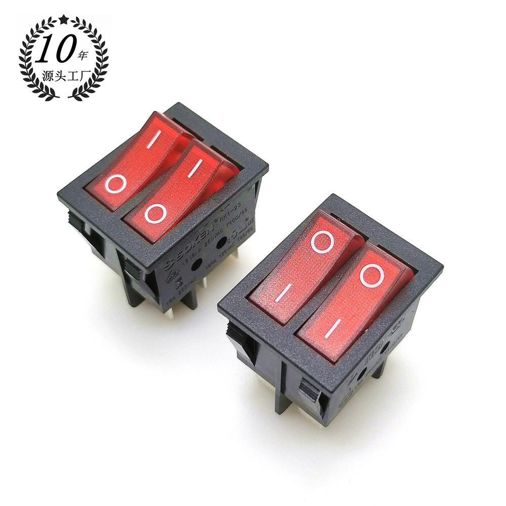 天坤 厂家供应船型开关rk1-23 双联双翘6脚红盖翘板开关 轻快按钮