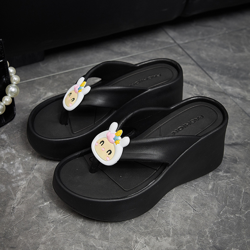 diy增高拖鞋夏季时尚外穿厚底松糕夹脚凉拖海边沙滩高跟人字拖女