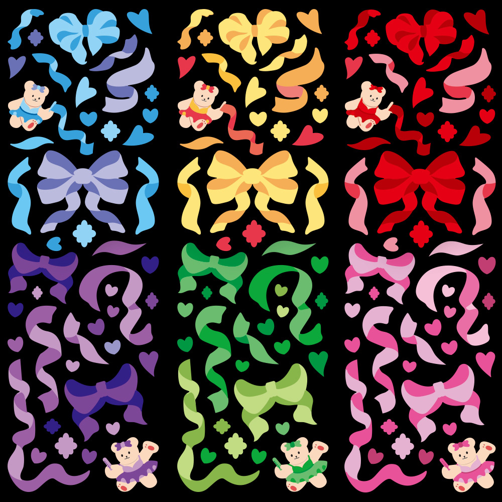 韩系咕卡蝴蝶结贴纸 小尺寸爱心彩带手机壳韩国ins手帐丝带贴纸