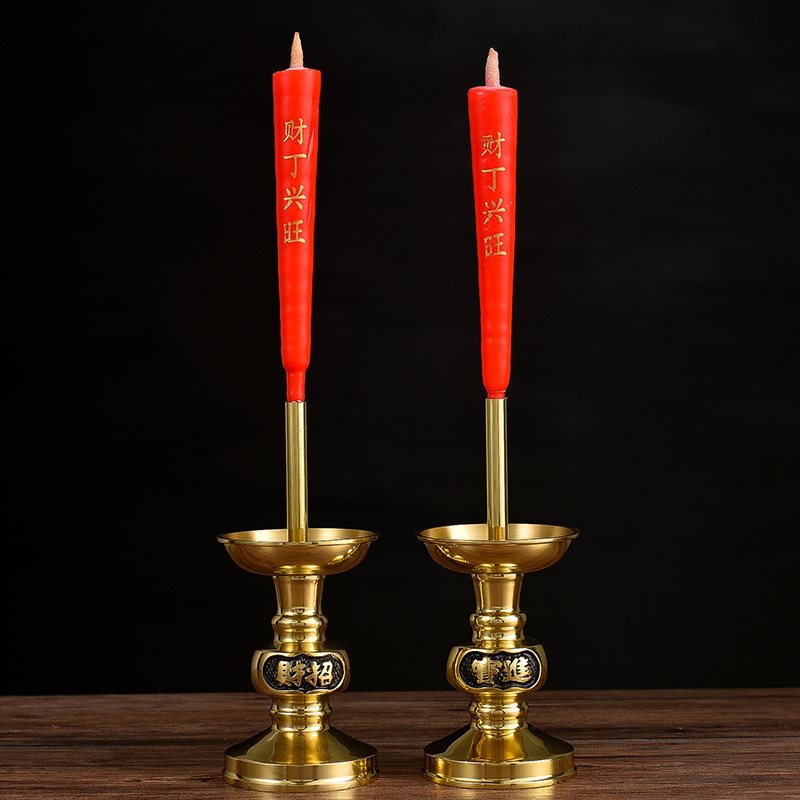纯铜供佛插蜡烛的香烛台架家用供奉复古老式酥油灯座一对-阿里巴巴