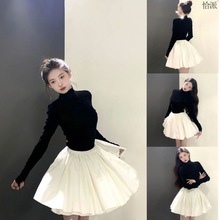 秋季小个子韩系穿搭甜美温柔高级感芭蕾风显瘦上衣短裙两件套装女