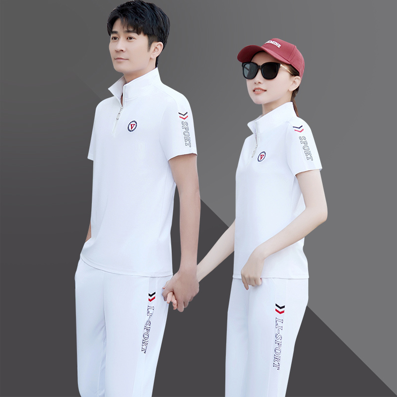 运动套装男士夏季韩版男女情侣运动装两件套短袖薄款休闲运动服女