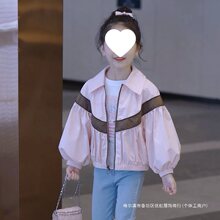 女童外套2023秋季中大童时尚夹克棒球服上衣新款儿童拉链衫外套