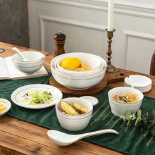 W6OI简约大汤碗家用 盛汤大容量金边面碗7英寸8英寸饭店陶瓷汤盆