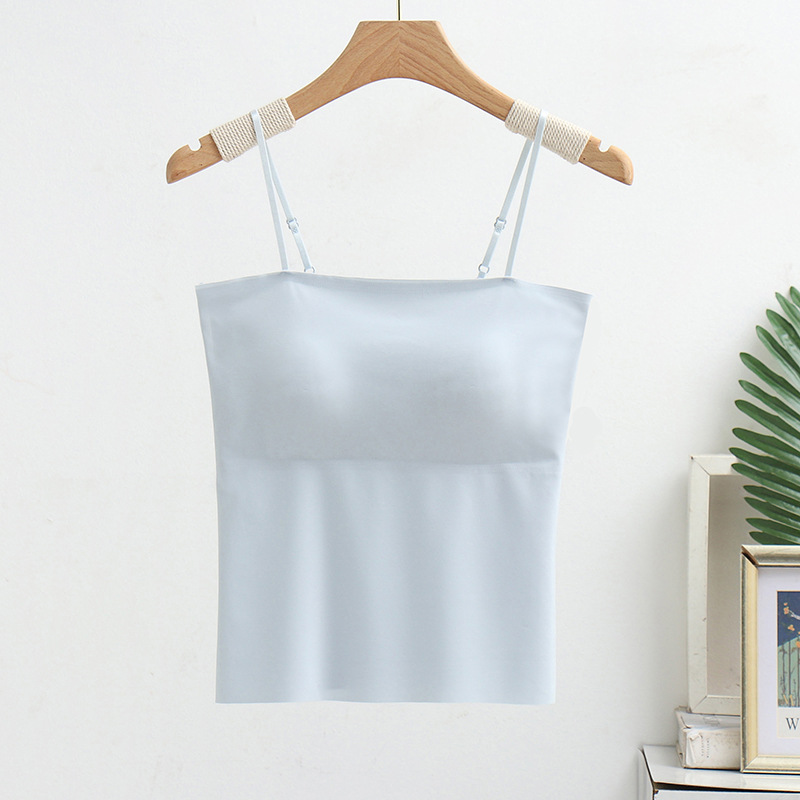 Summer Boat Neck Beauty Back Sling Women's Underwear Korean Style with Chest Pad One-Piece Vest Inner Fixed Cup Seamless Tube Top