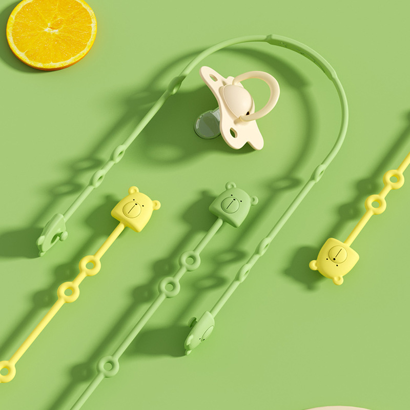 Little Bear Silicone Nipple Chain Toddler Teether Toys Anti-Lost Strap Baby Comfort Anti-Drop Rope Pacifier Clip
