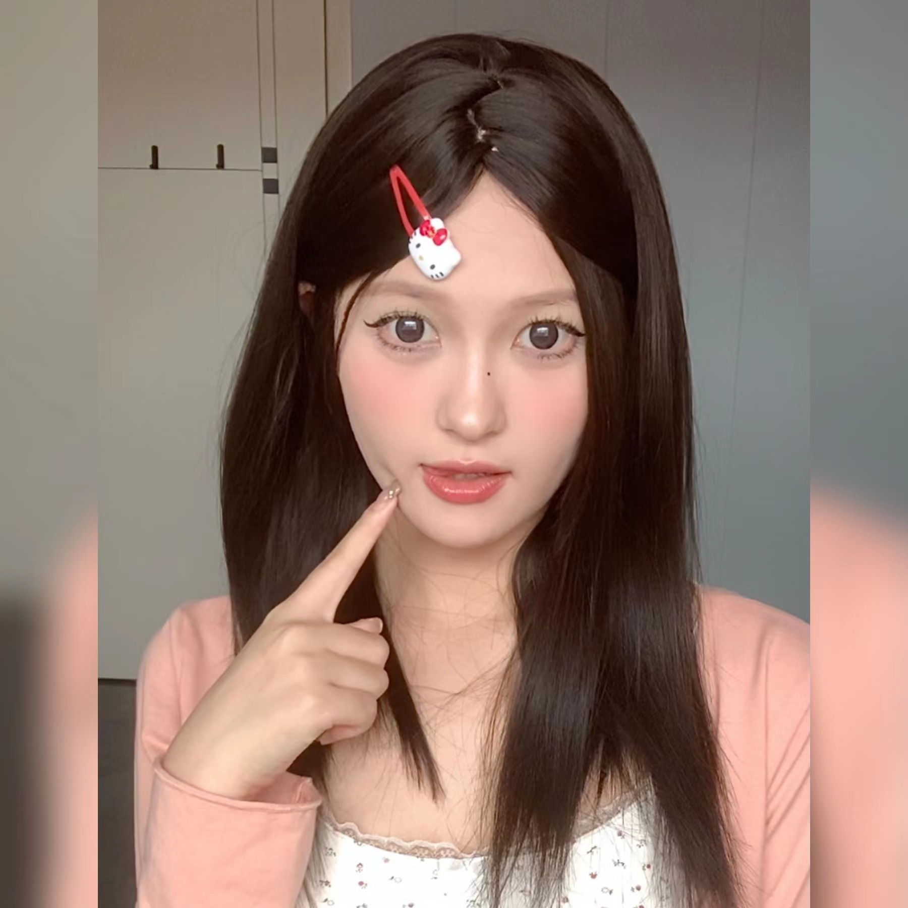 子岑假发女中长发自然逼真减龄学生黑棕色中分齐肩锁骨发全头套式