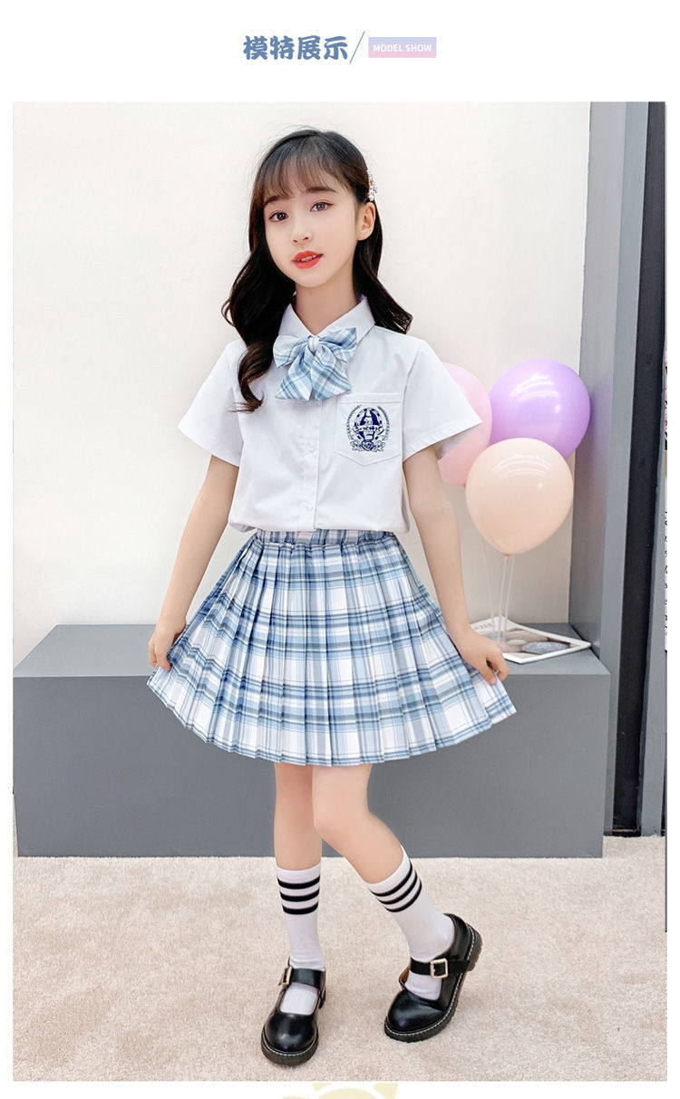 儿童jk制服格裙套装百褶裙正版皓海短袖10岁女童学院风一件代发