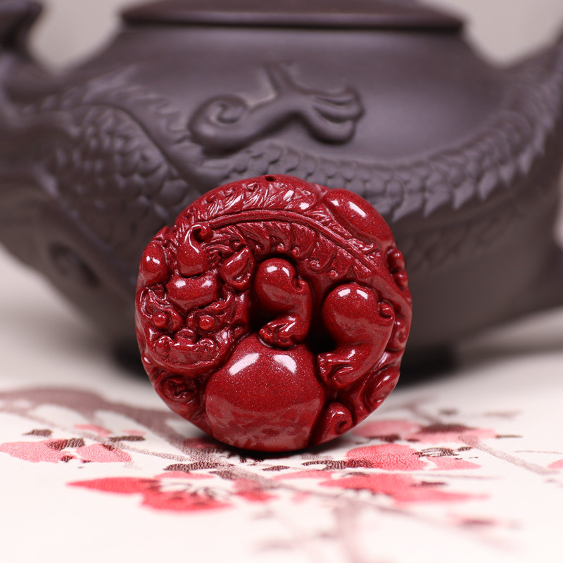 天然朱砂紫金砂帝王砂貔貅有求必应平安扣本命年真朱砂原石