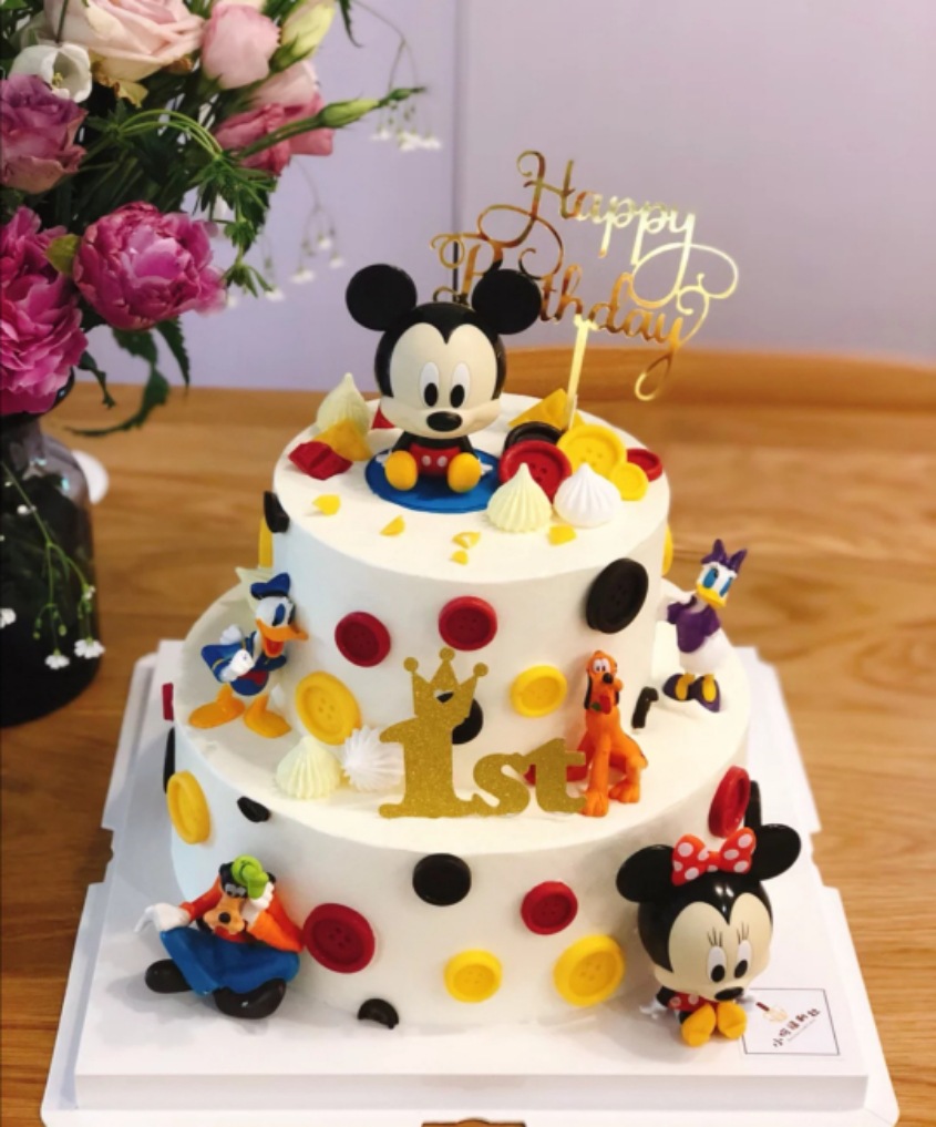 儿童节生日蛋糕装饰摆件网红米奇米妮扭蛋玩具卡通钮扣数字模具