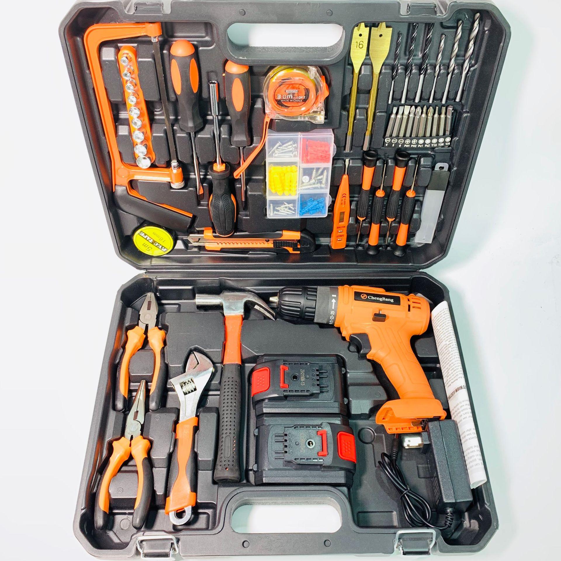 源头工厂外贸 锂电手电钻多配件套装 充电式电动工具套装组合工具