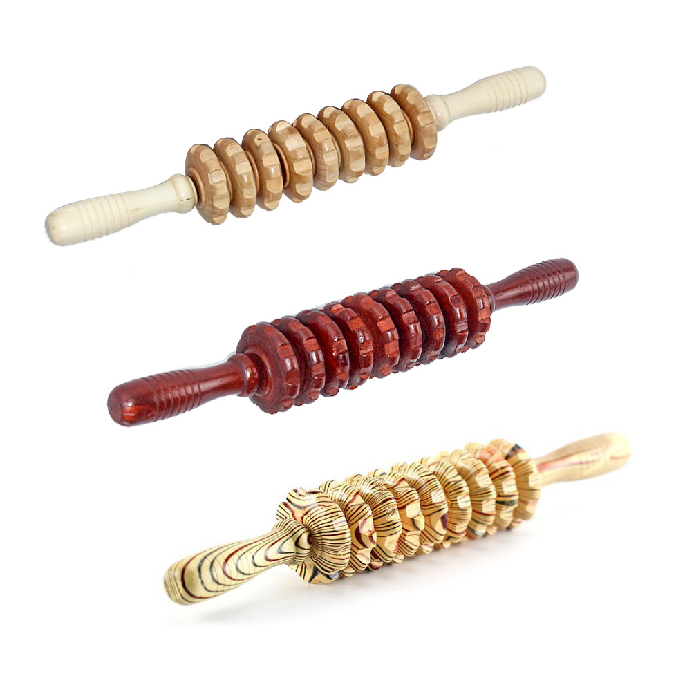 实木质肌肉放松滚轴狼牙棒健身经络瑜伽棒颈椎滚轮瘦腿按摩棒器材