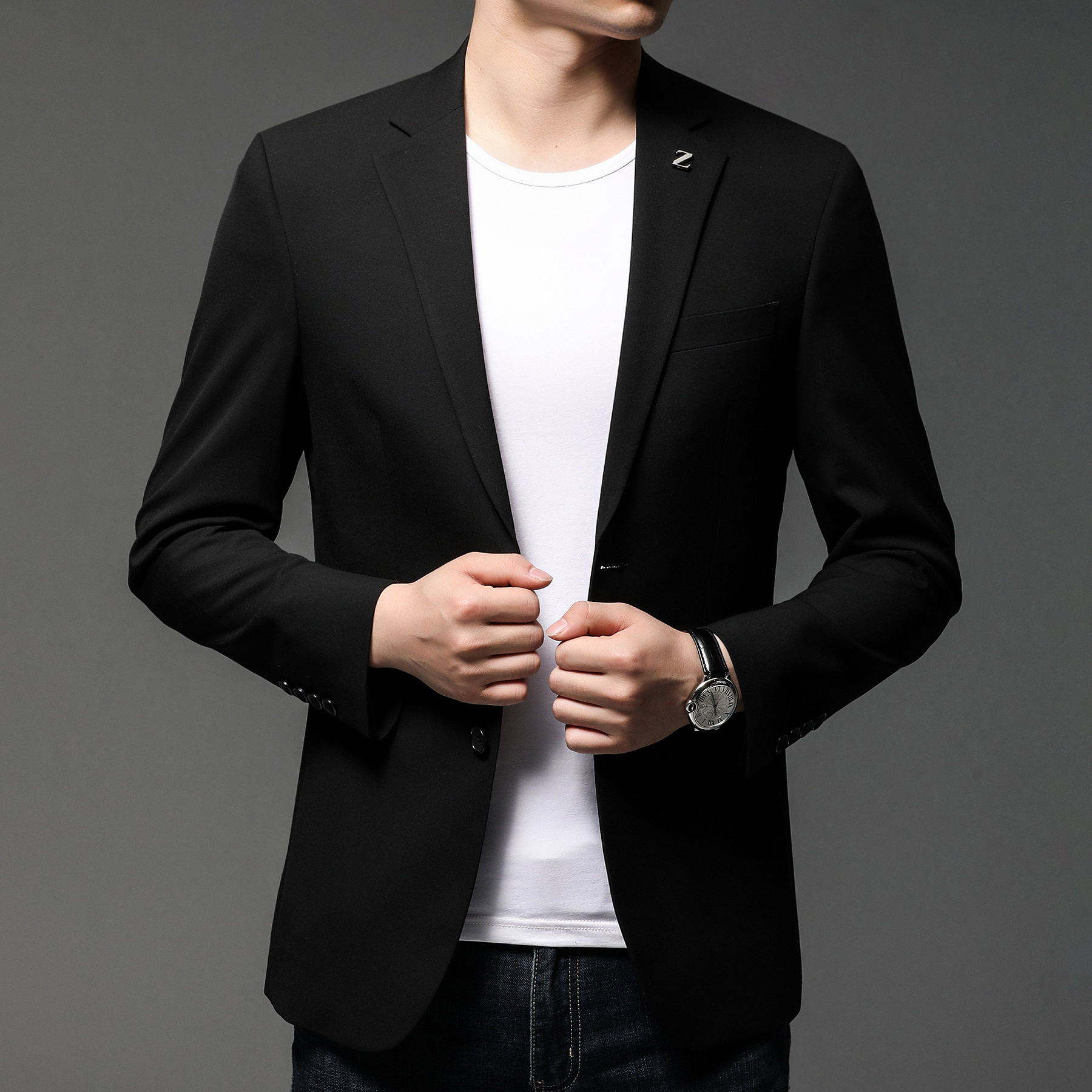 男士秋季合身型西装盖现货新品休闲西装领潮流西装外套西服衫潮