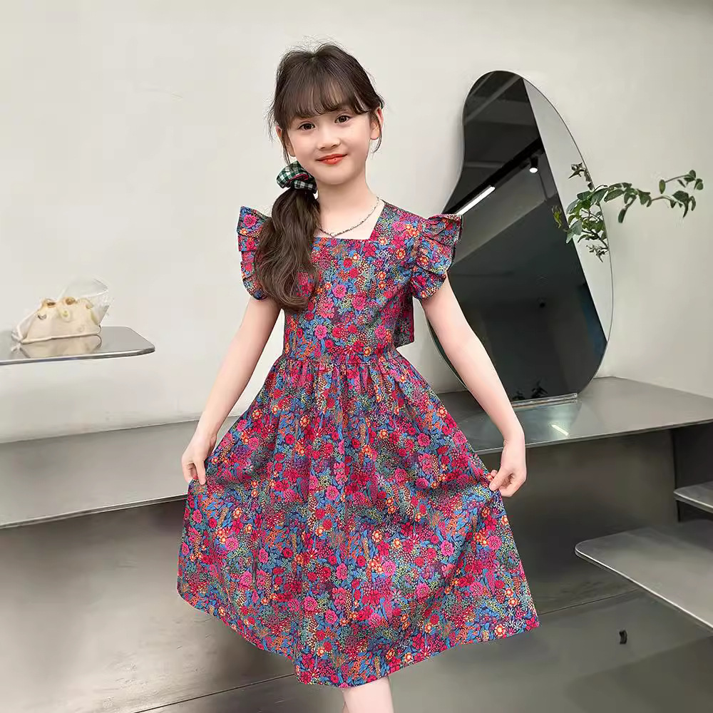女童夏装连衣裙中大女孩洋气碎花网红公主裙子儿童夏季潮衣服8岁9