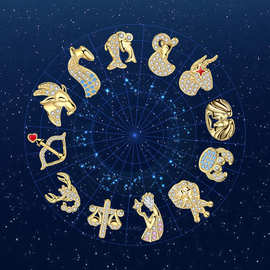 十二星座耳钉925银针女耳环显瘦复古气质欧美ins轻奢法式耳饰