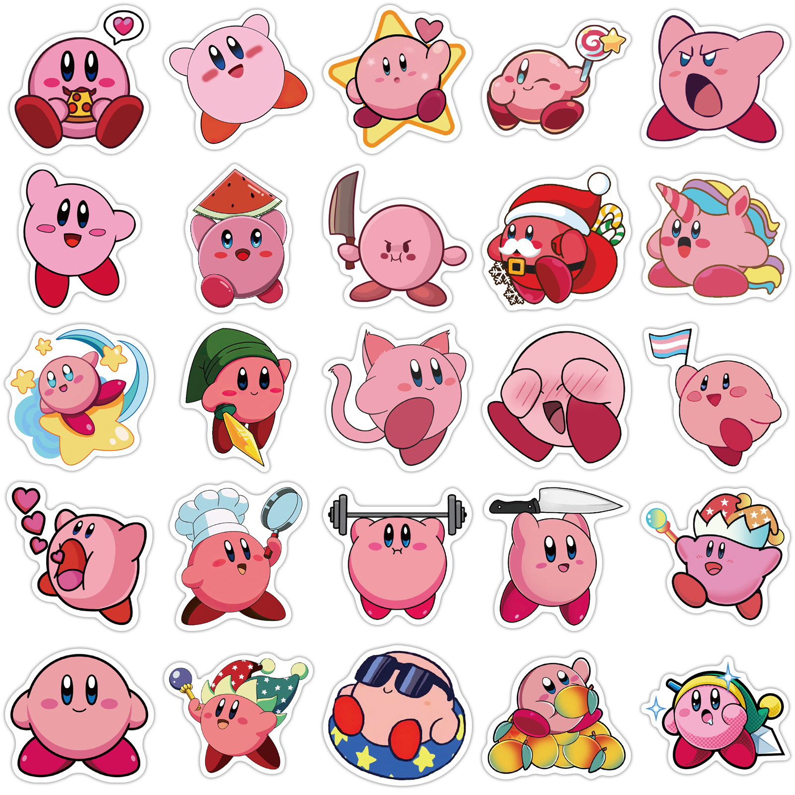 50张星之卡比动漫卡通角色可爱涂鸦防水贴纸diy装饰贴画汽车贴