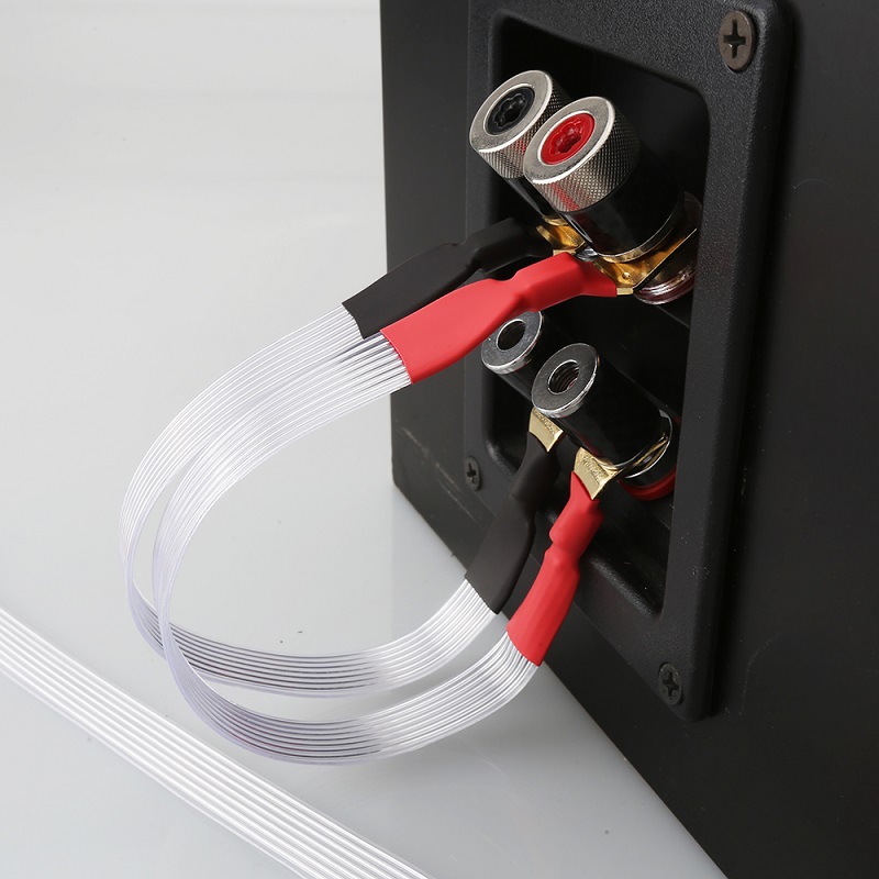 丝带镀银喇叭线跳线发烧音响高低频桥接线过机线hifi音箱连接线