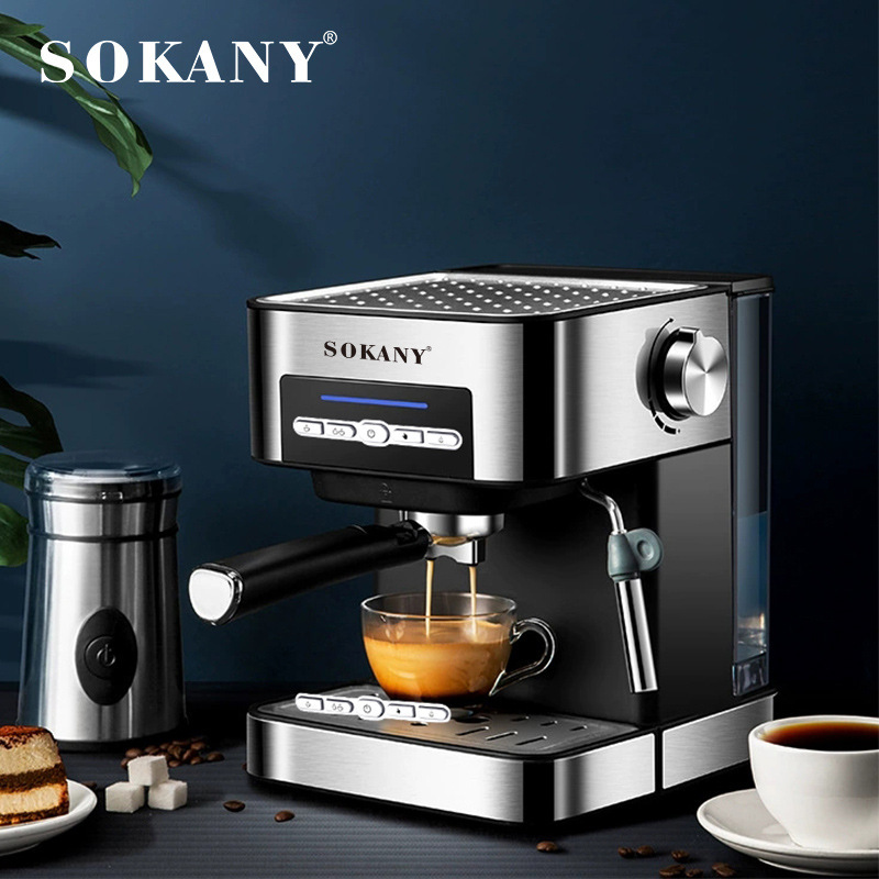 外贸sokany意式咖啡机家用办公蒸汽浓缩咖啡espresso maker 6862