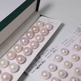 厂家直销5A级正圆天然淡水珍珠爱迪生半孔珠diy散珠饰品材料配件