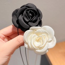 玫瑰颈带项链山茶花系列choker黑白花朵性感锁骨法式小香风氛围感