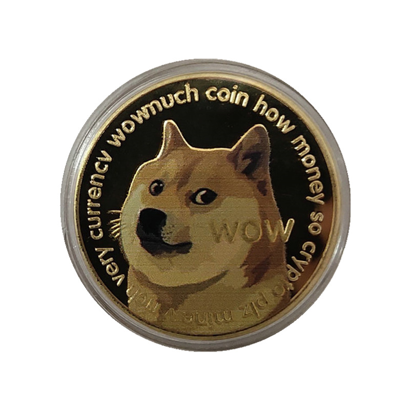 新款直供跨境彩色狗狗币shib柴犬币浮雕纪念币d字镀金
