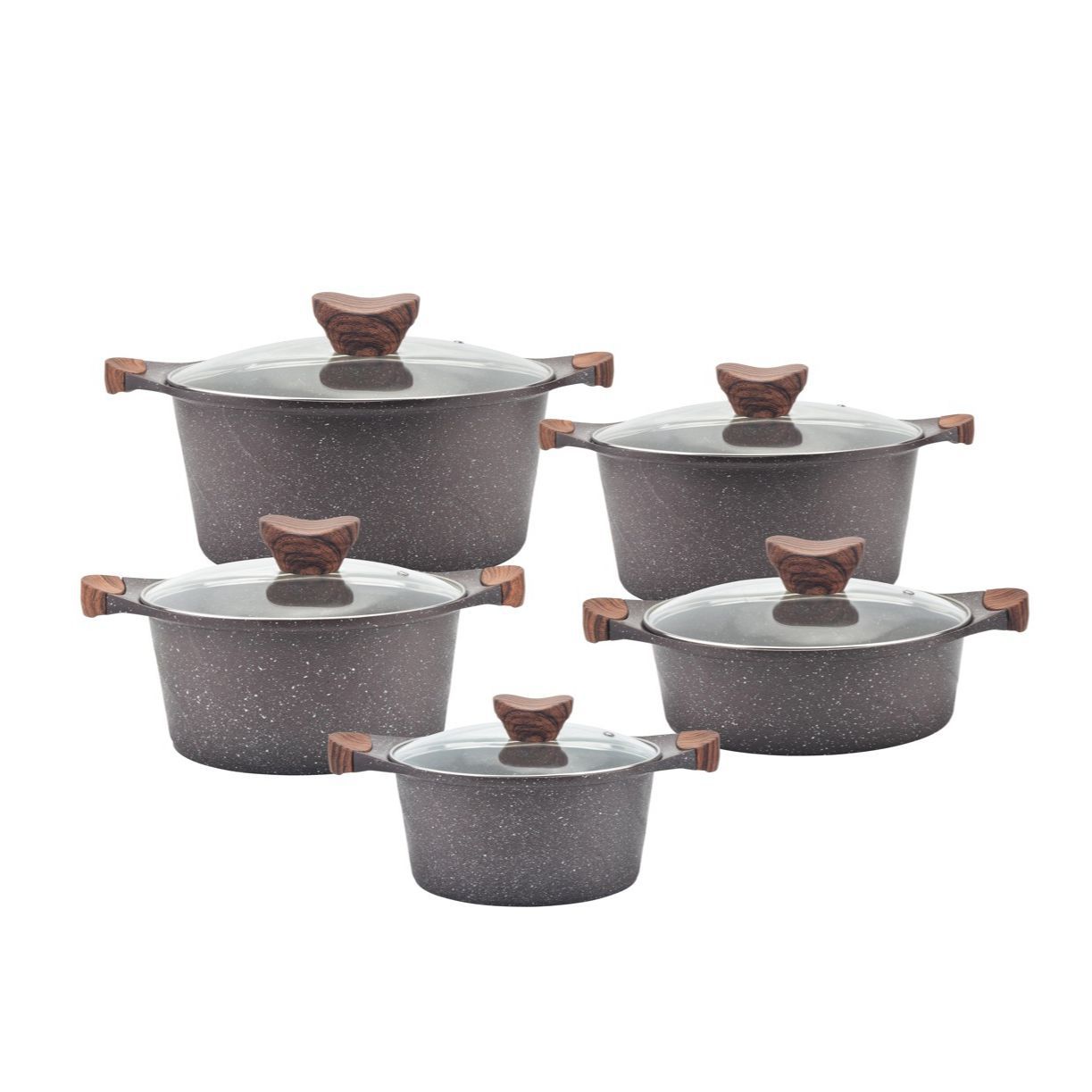 Cross-Border Soup Pot Set Nordic Light Luxury Non-Stick Pan Household Soup Good-looking with Lid an Aluminum Pot 10 PCs Set