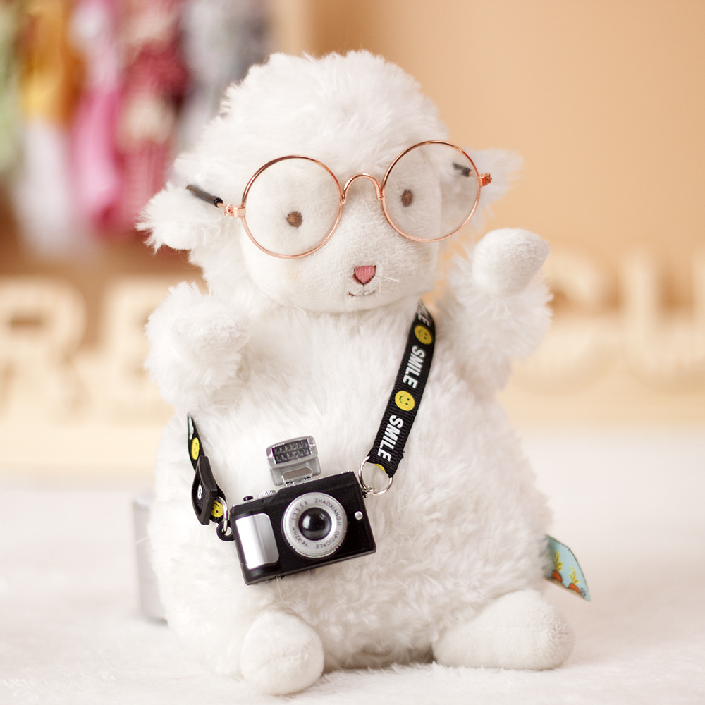 抖音小羊公仔配饰眼镜相机套装毕业季小坐羊玩偶衣服17厘米学院风