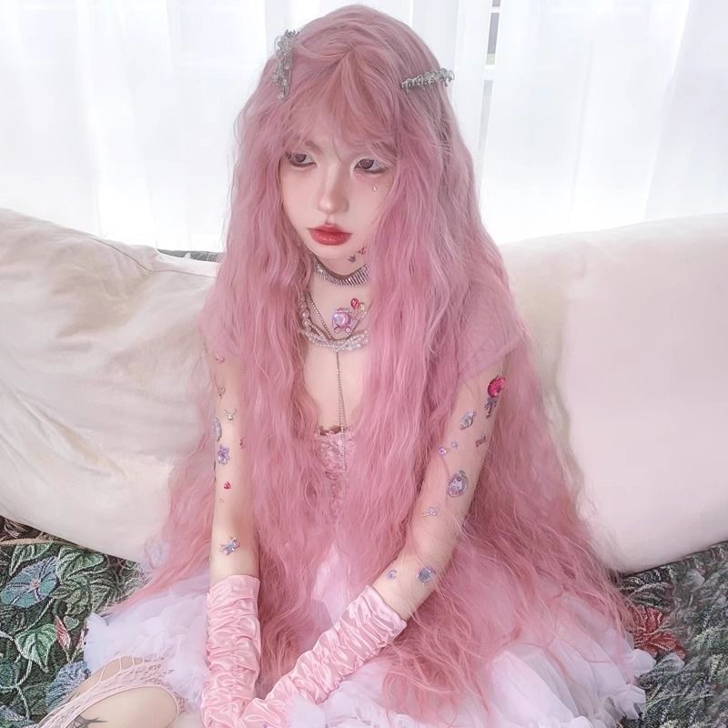 觅朵1米m樱花粉长卷发lolita水波纹毛娘造型假发女发型圆舞曲头